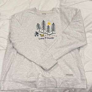 Life Is Good Light Gray Men's Crewneck Sweater